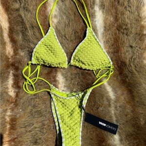 Fashion Nova Neon Lime Crochet Trim Bikini Bottom